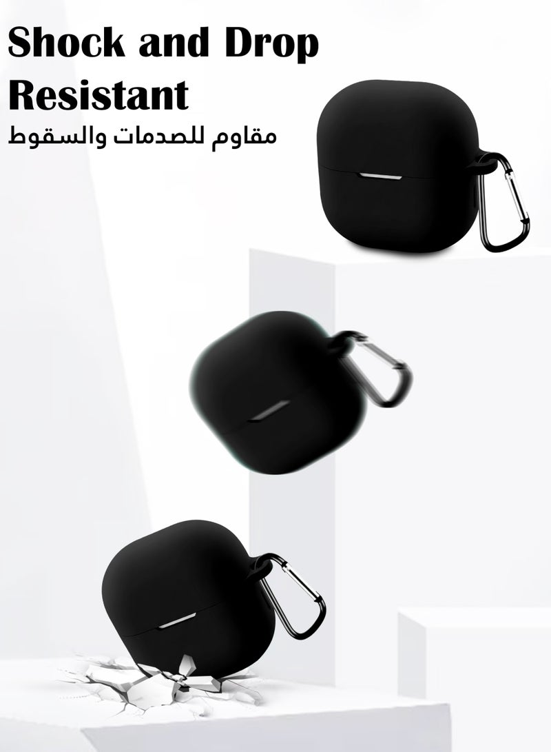 جراب سيليكون لهاتف هواوي فري كليب 2 | متوافق مع هواوي فري كليب 2 | غطاء حماية كامل مقاوم للصدمات لهاتف هواوي فري كليب 2 مع حلقة مفاتيح (لا يشمل سماعات أيربودز) - أسود - Image 2